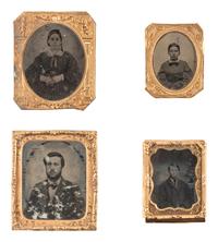 [EARLY PHOTOGRAPHY]. 45 daguerreotypes, ambrotypes, and tintypes of men, women, and children, some in Union cases.