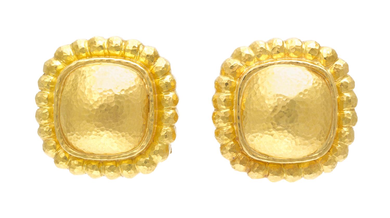 A Pair of 18 Karat Yellow Gold Earclips, Elizabeth Locke, 14.10 dwts.