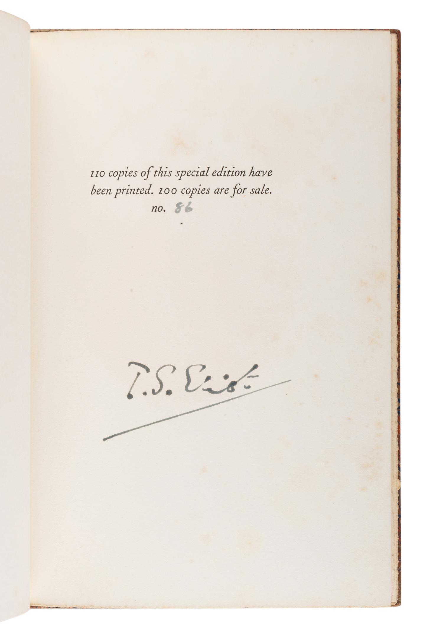 ELIOT, T. S. (1888-1965). A group of 15 works, including: