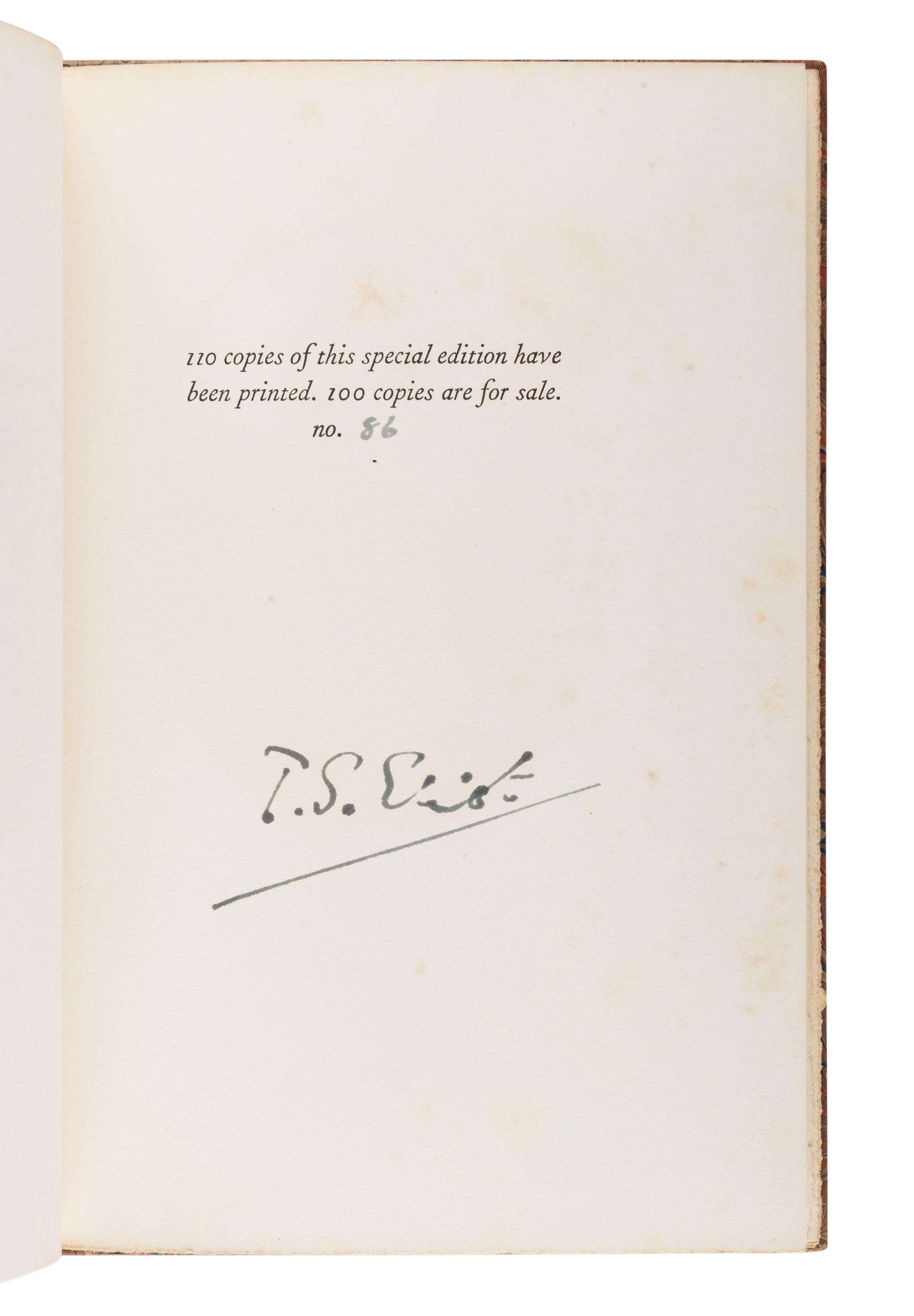ELIOT, T. S. (1888-1965). A group of 15 works, including: