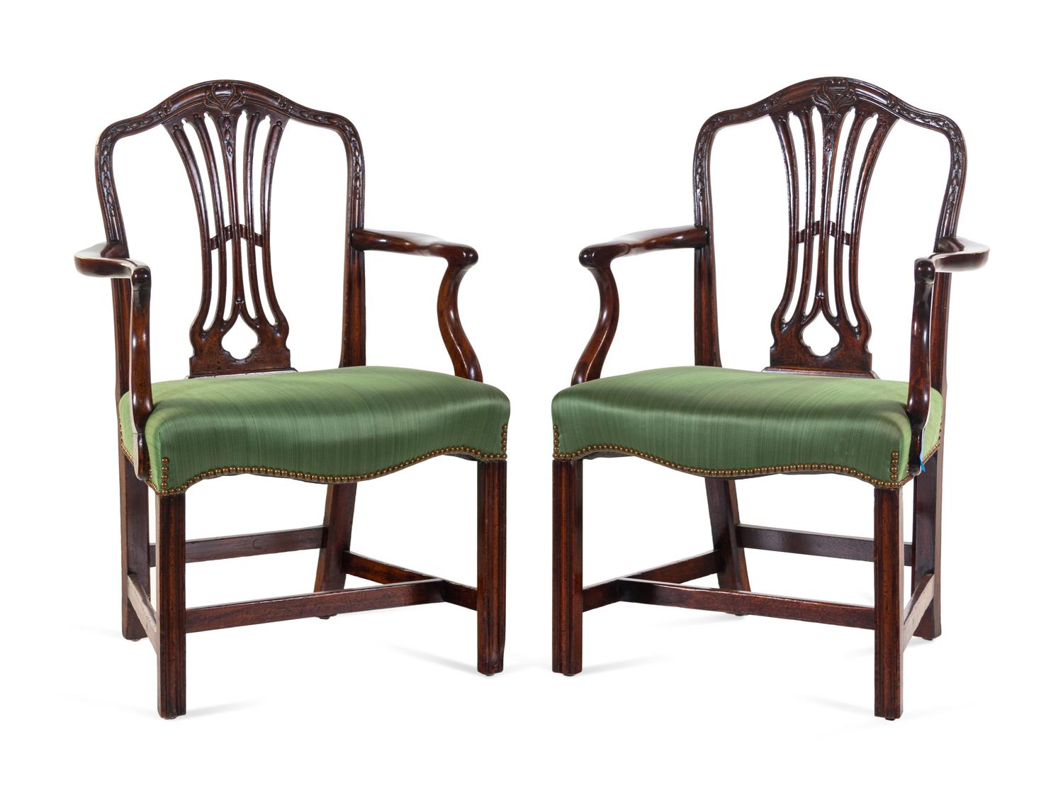 A Pair of George III Mahogany Armchairs