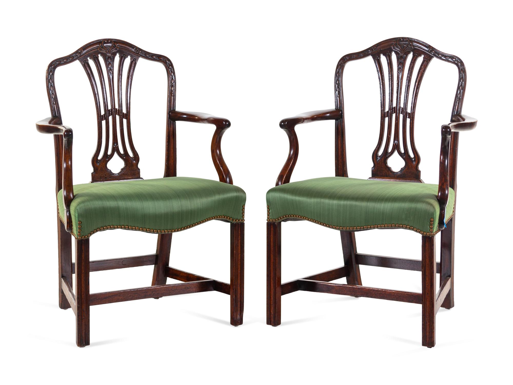 A Pair of George III Mahogany Armchairs