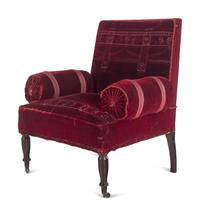 A French Cut-Velvet Upholstered Armchair