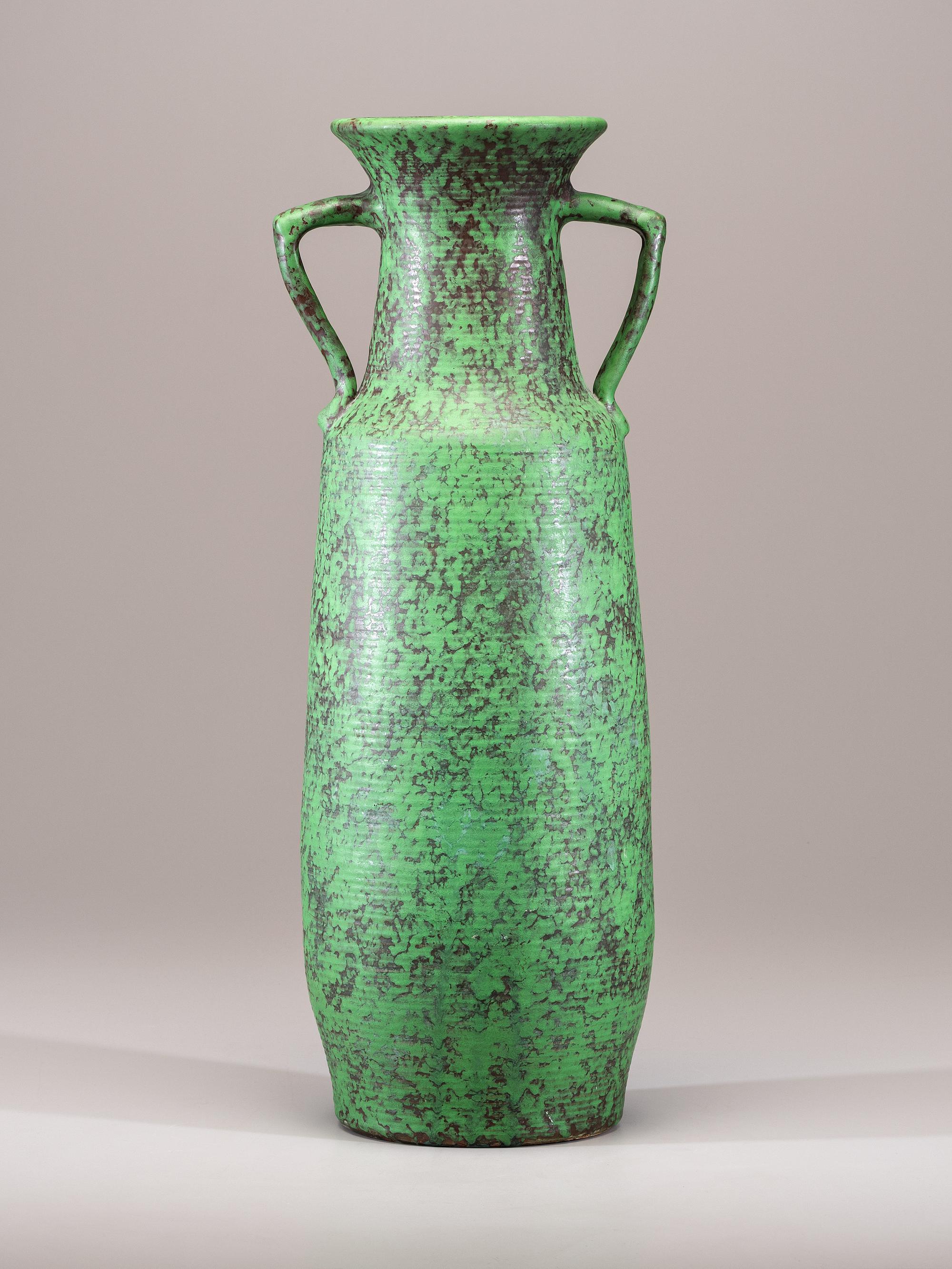 Coppertone Monumental Two-Handled Floor Vase