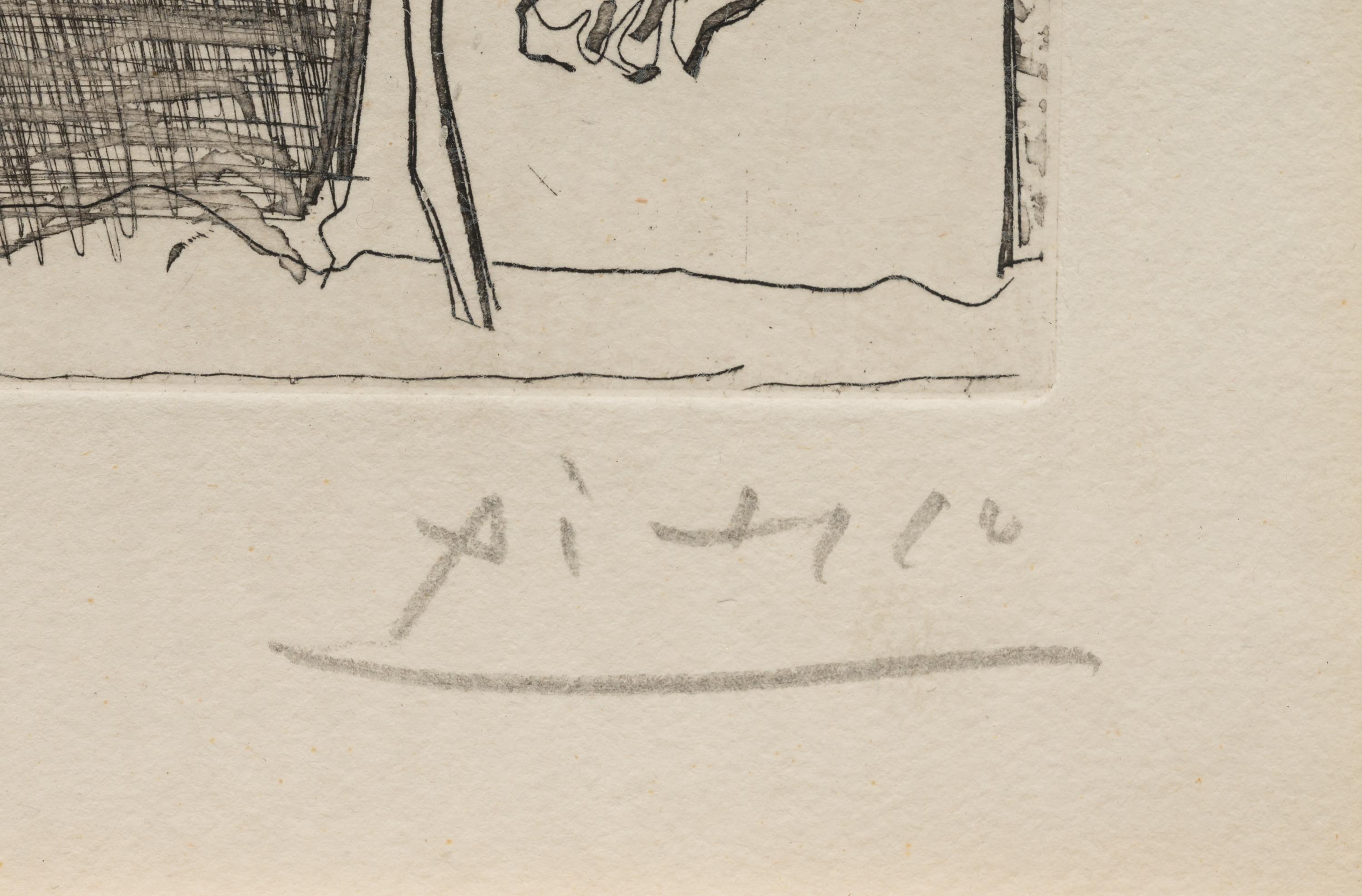 Minotaure aveugle guidé dans la nuit par une petite fille au pigeon (from La Suite Vollard ) 1934 (published 1939)
