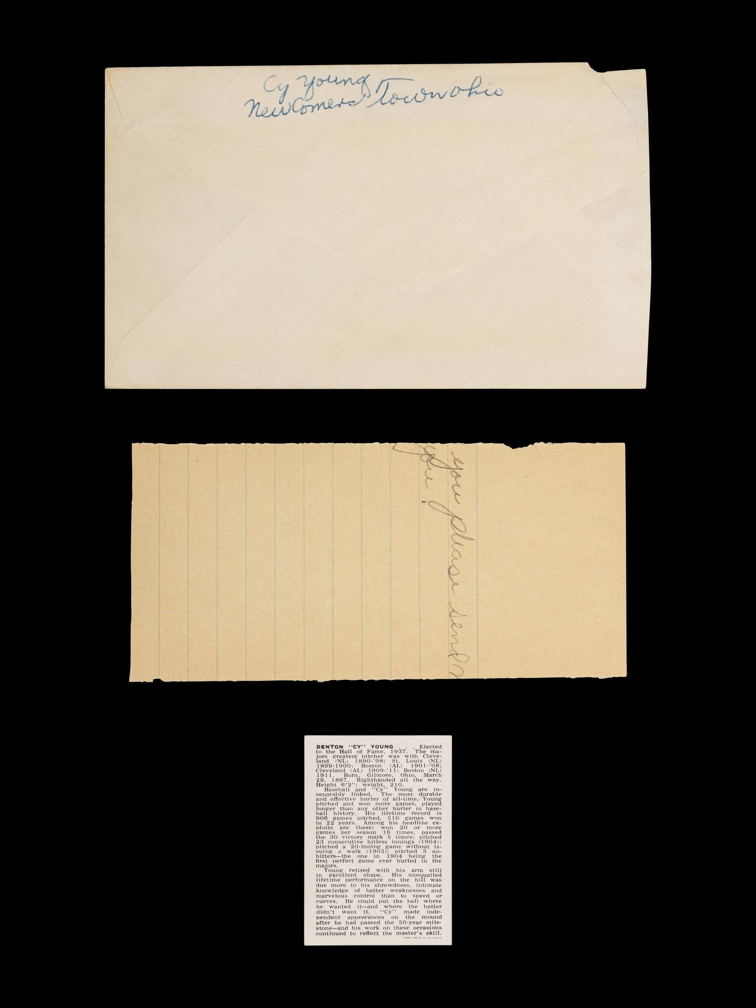 A Cy Young Signed Autograph Cut (JSA Letter),