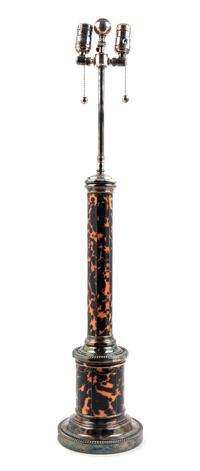 A Faux Tortoise Shell Fluid Lamp Converted to Electricity Height overall 34 1/4 inches. — LATE 19TH CENTURY
