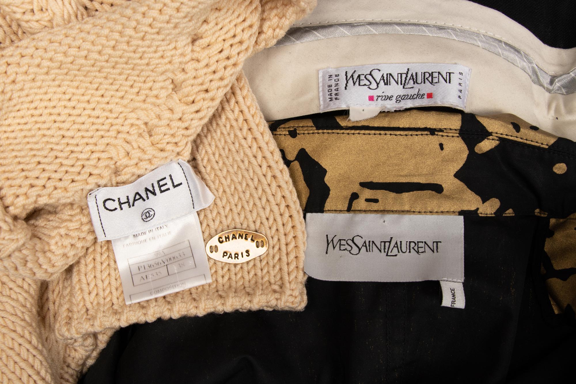 Chanel Sweater, Yves Saint Laurent Pant and Jacket, 1999-2000s