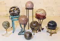 Eight Various Stone Spheres Diameter of largest 5 inches.