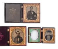 [EARLY PHOTOGRAPHY]. A group of 10 Union cases highlighted by half plate Washington Monument case and ninth plate glass window case.