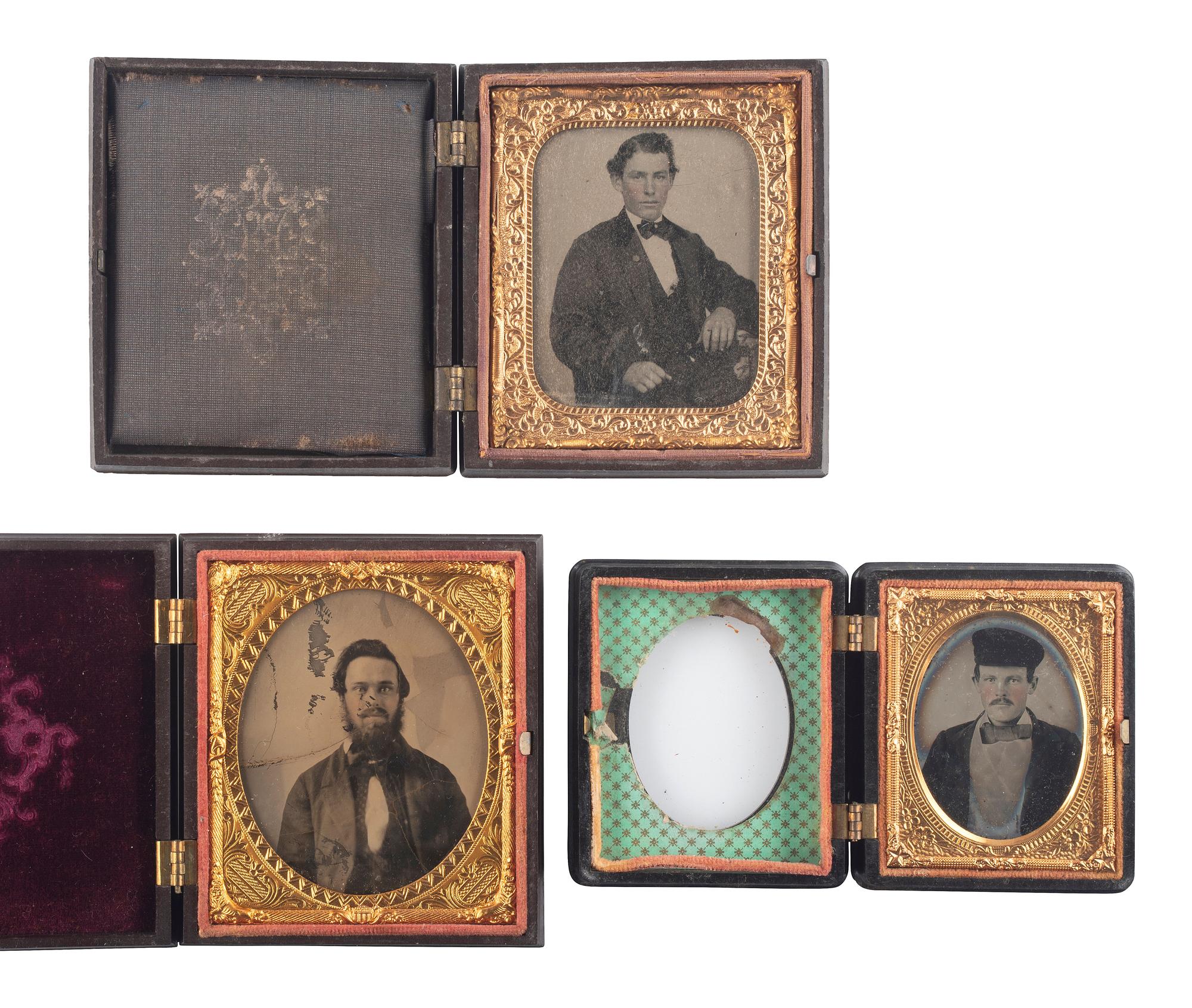 [EARLY PHOTOGRAPHY]. A group of 10 Union cases highlighted by half plate Washington Monument case and ninth plate glass window case.