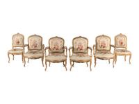 A Louis XV Style Giltwood Seven-Piece Salon Suite