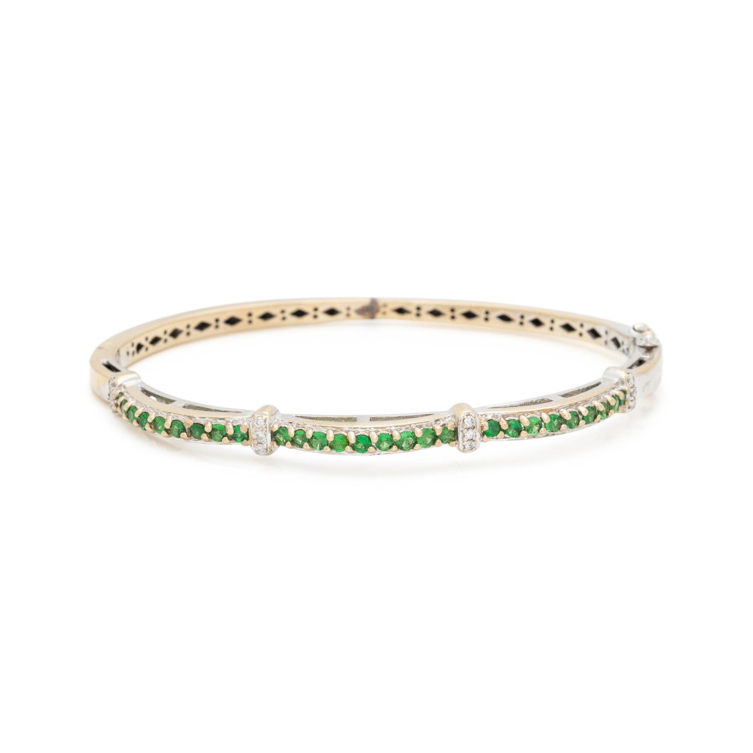 TSAVORITE GARNET AND DIAMOND BANGLE BRACELET