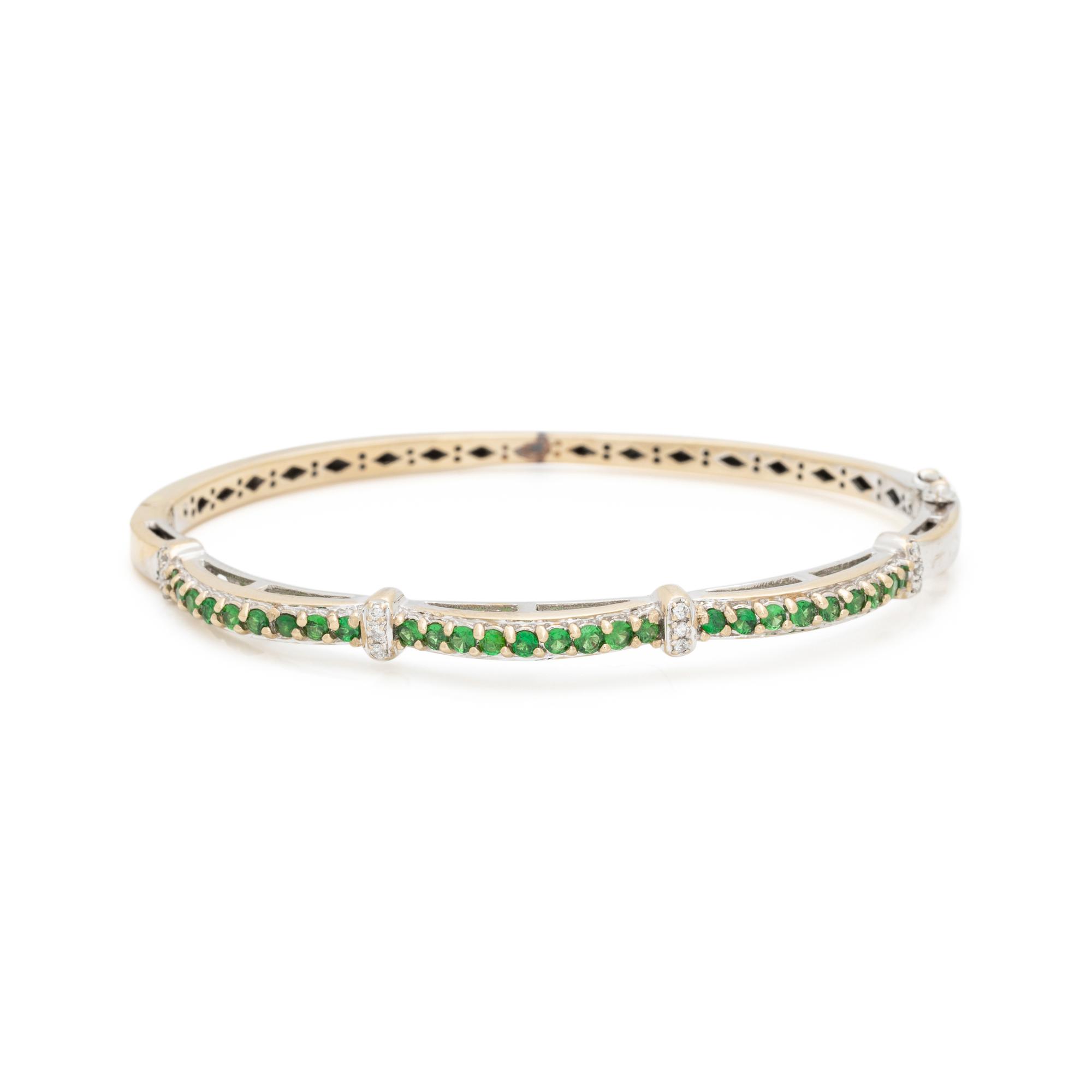TSAVORITE GARNET AND DIAMOND BANGLE BRACELET