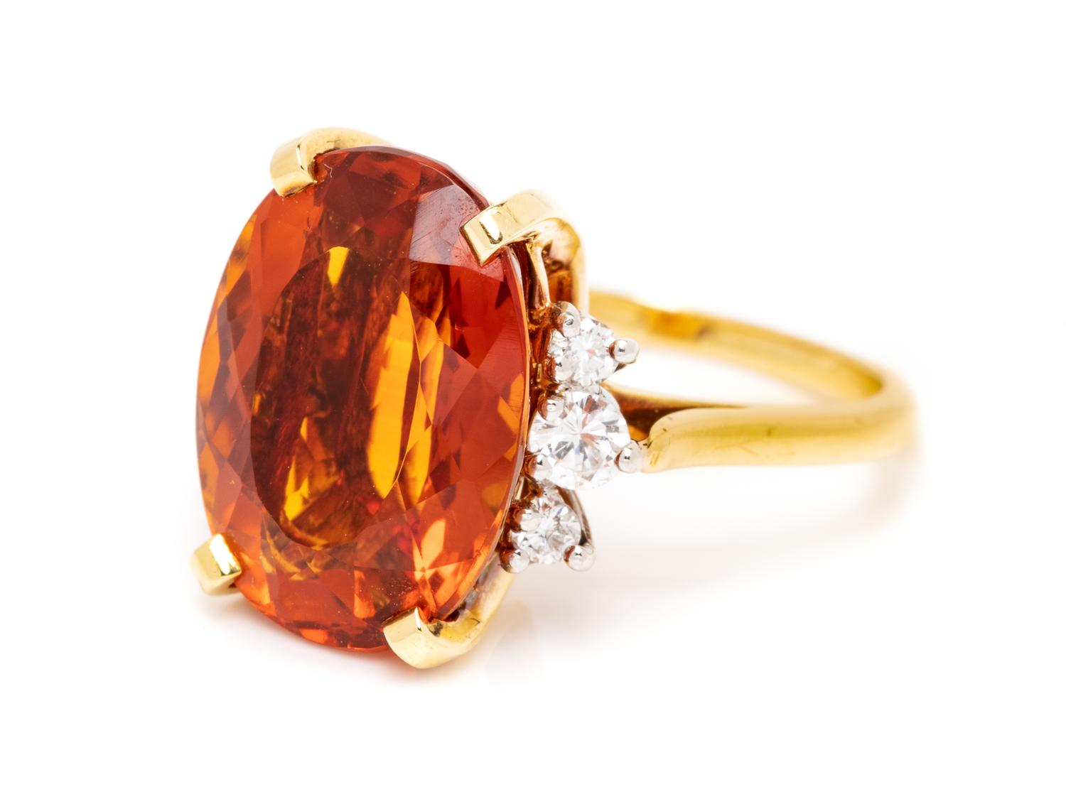 An 18 Karat Yellow Gold, Platinum, Quartz and Diamond Ring,