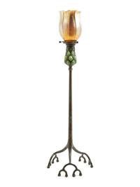Blown-Out Candlestick, together with a gold blown glass shade