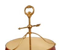 A Pair of Empire Style Gilt Metal and Painted Tôle Bouillotte Lamps