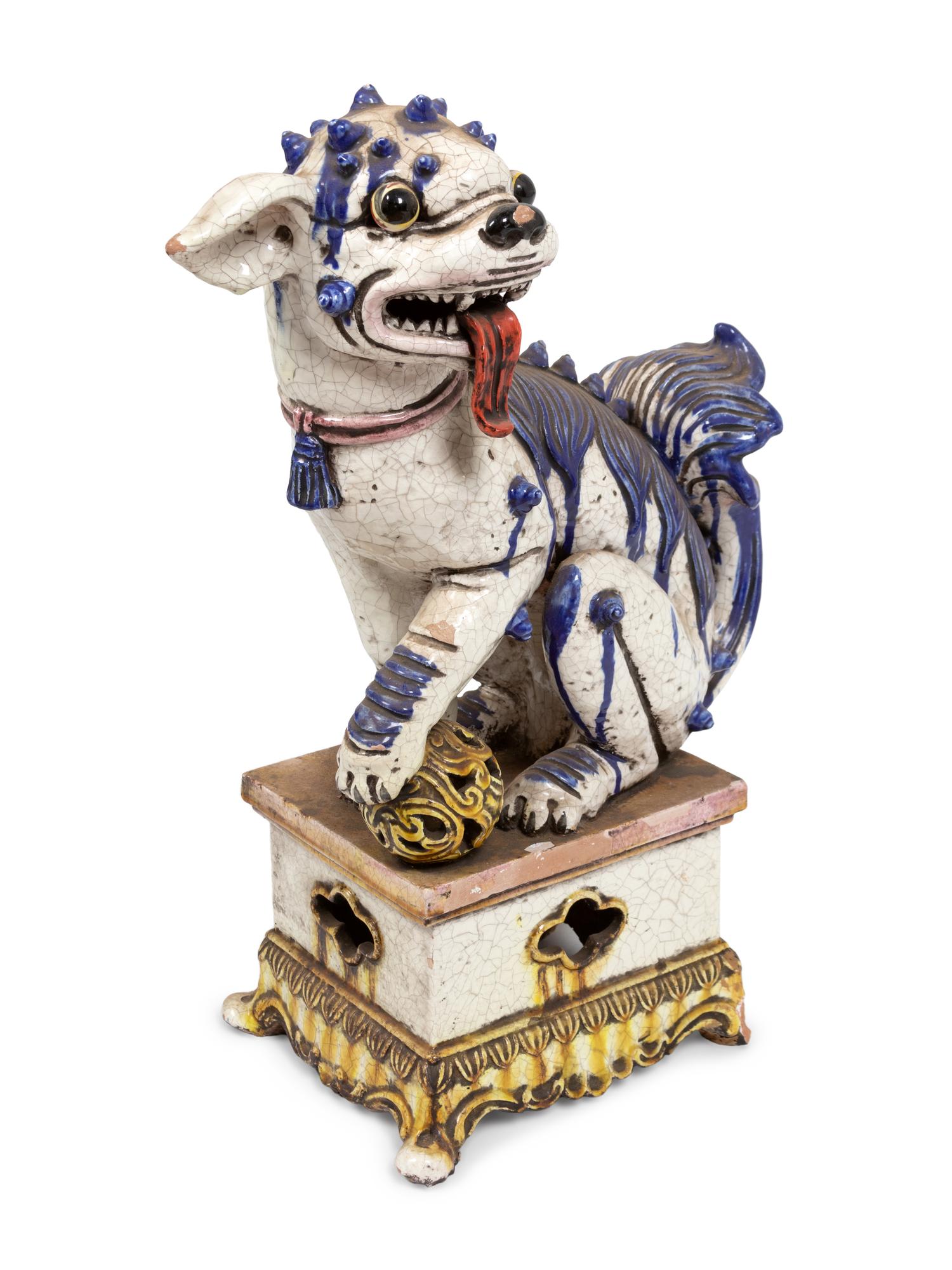 A Chinese Glazed Pottery Guardian Dog