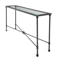 A Wrought Iron Glass-Top Console Table