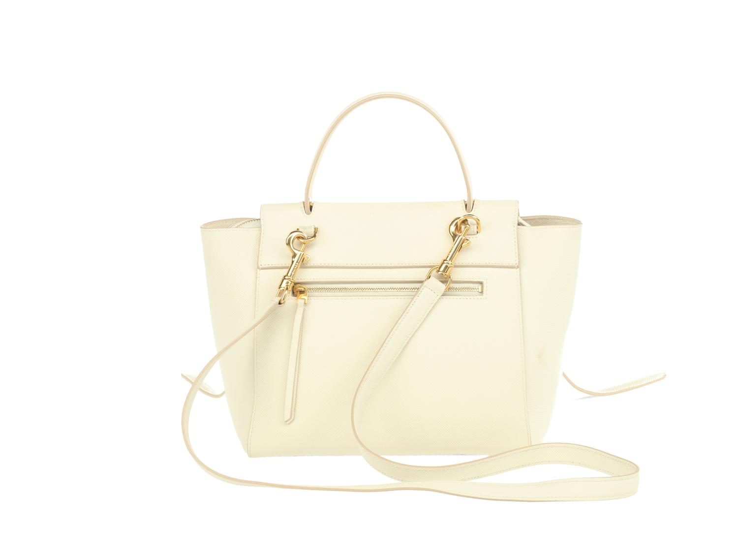 Céline White Nano Belt Bag in Grained Calfskin