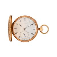 GOLD-FILLED AND ENAMEL HUNTER CASE POCKET WATCH