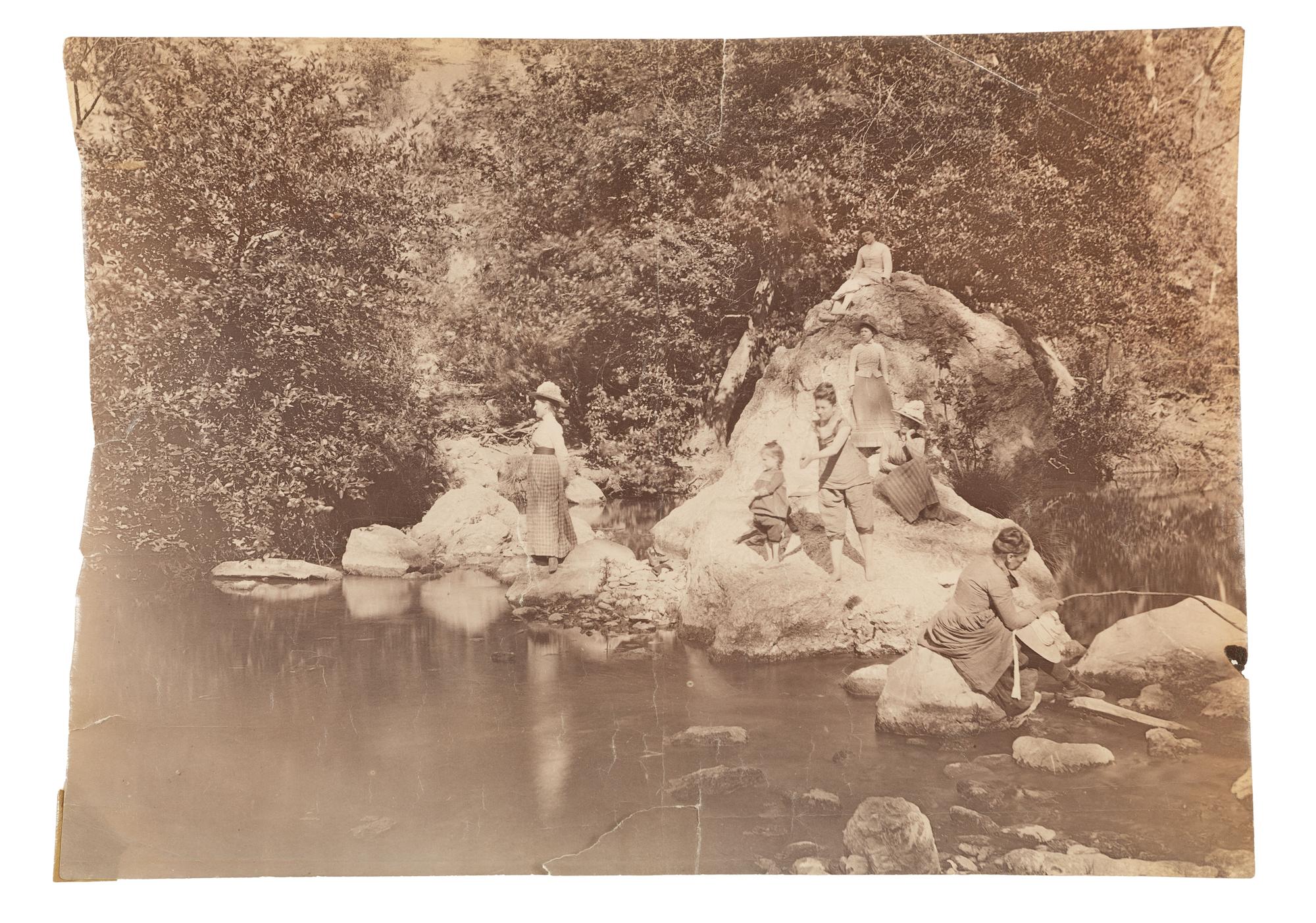 [EARLY PHOTOGRAPHY - WESTERN AMERICANA]. Album compiled by the Plummer family of San Francisco, featuring photographs of the Turk Island Salt Works, occupational scenes, and family events. Ca 1880s-1890s.