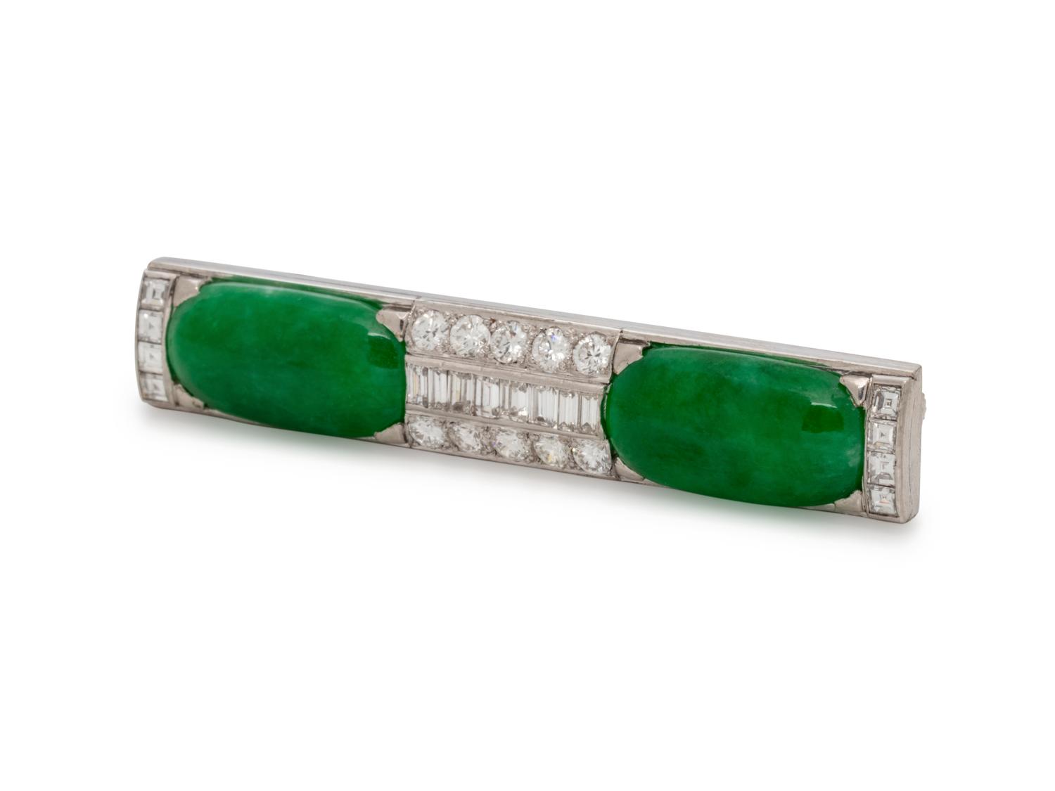 JADE AND DIAMOND BROOCH