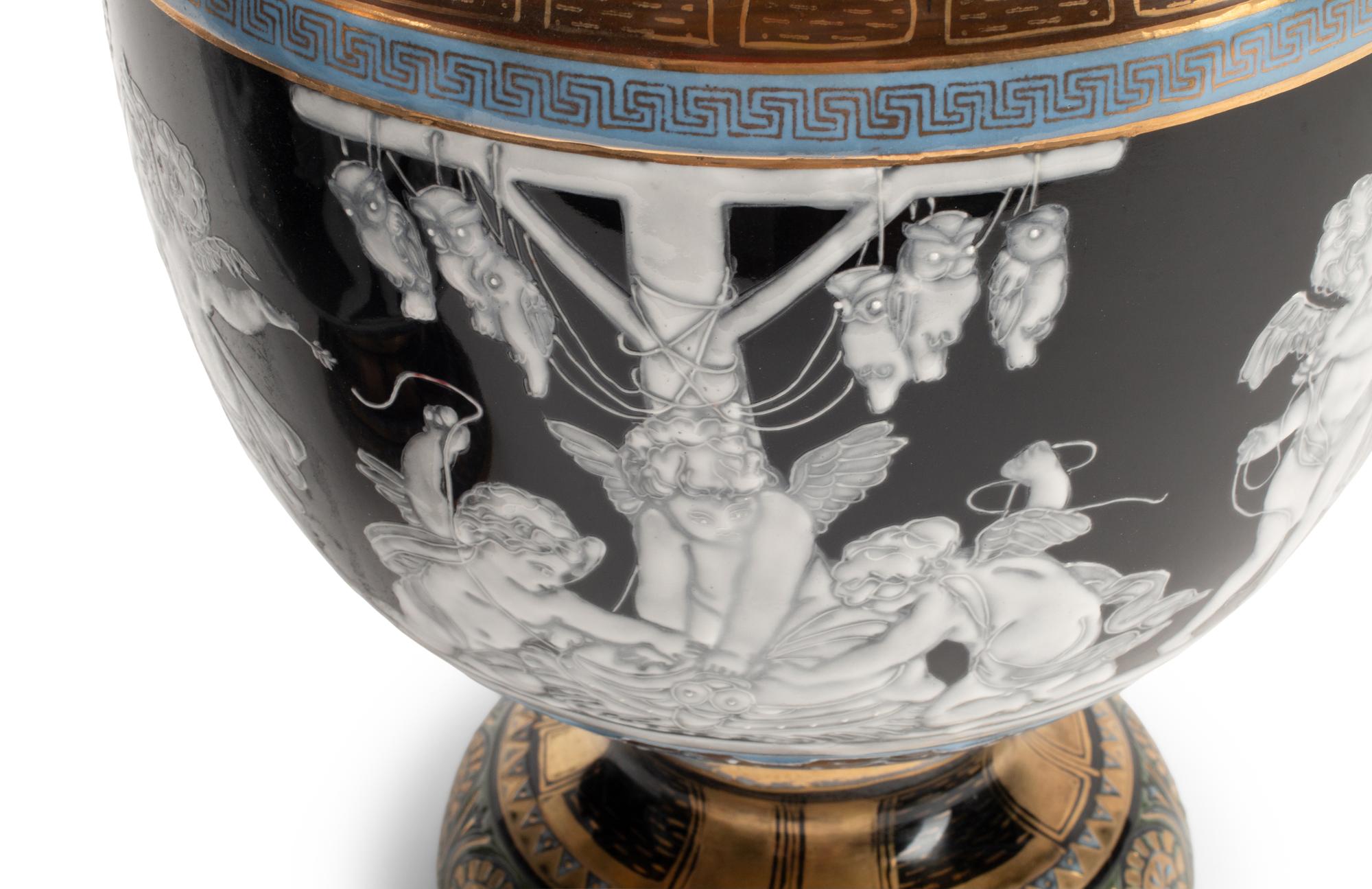 A Pair of Minton Style Porcelain Covered Vases
