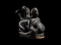 A Campanian Black-Glazed Askos in the Form of a Pygmy and Crane