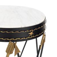 A Empire Style Black Painted, Parcel-Gilt, and Marble-Top Occasional Table