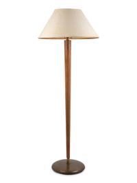 A Brass and Walnut Floor Lamp