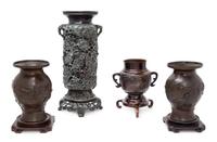 Four Bronze Vases Height of largest 18 inches. — 19TH CENTURY