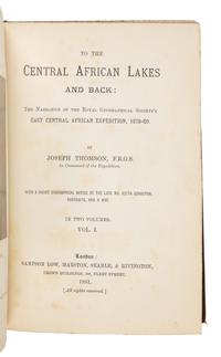 THOMSON, Joseph (1858-1895). To the Central African Lakes and Back: The Narrative of the Royal Geographical Society's East Central Afri