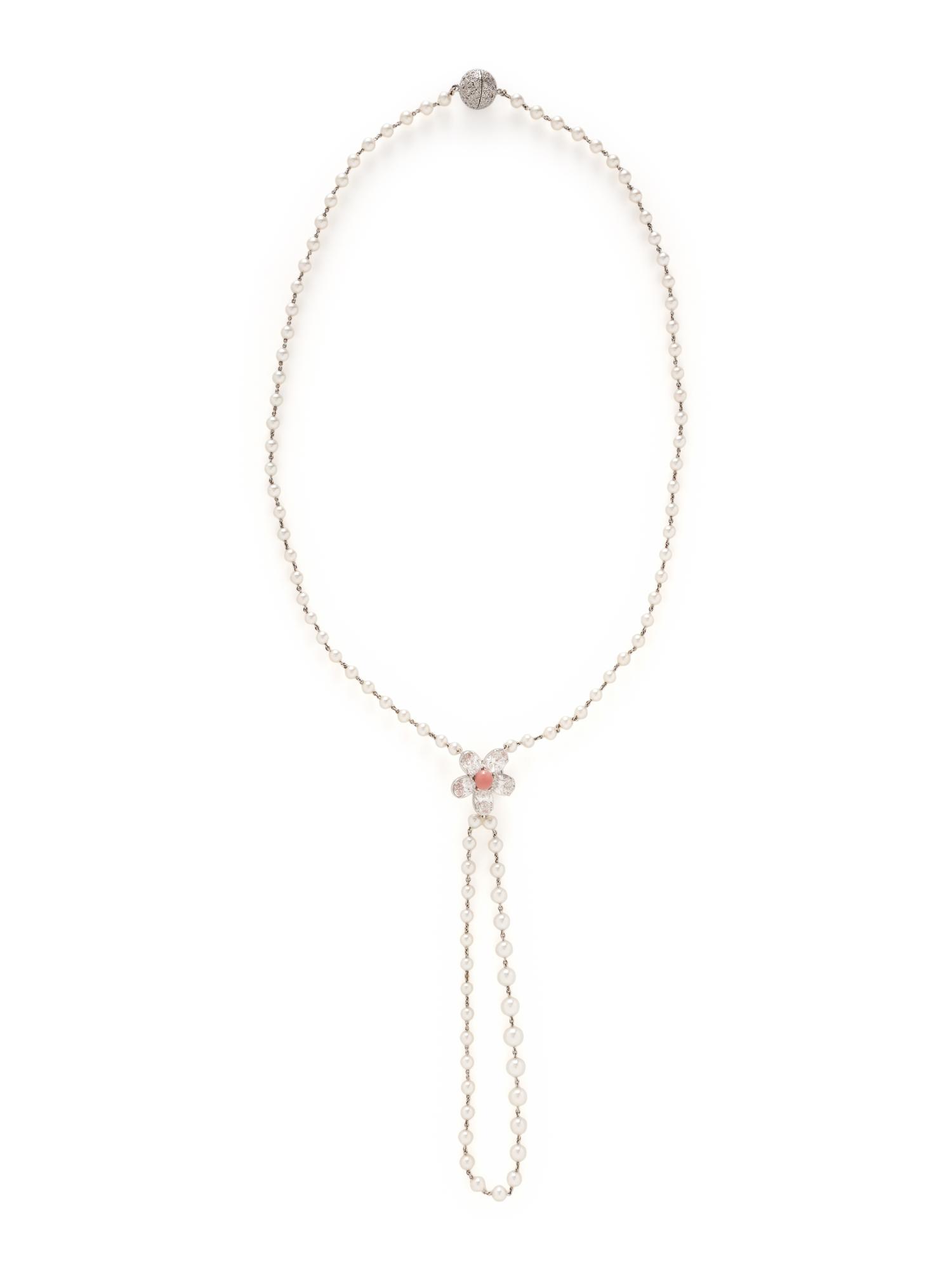 DIAMOND, CULTURED PEARL, AND CONCH PEARL NECKLACE