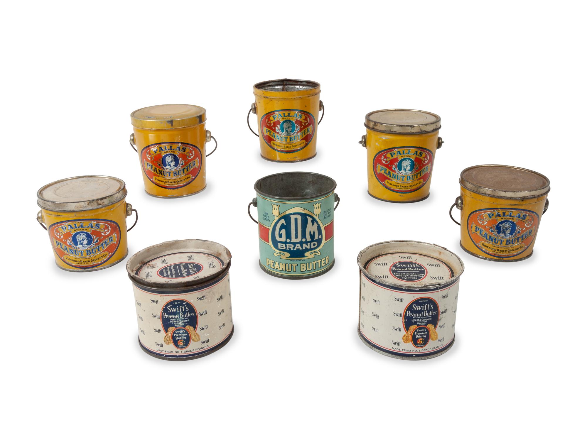 A Collection of 15 Peanut Butter Tin Pails