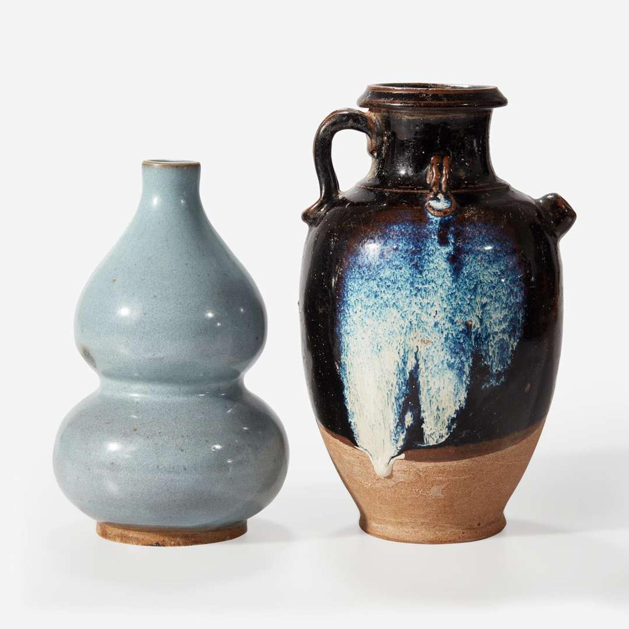 A Chinese Junyao style vase and a phosphatic-splashed ewer