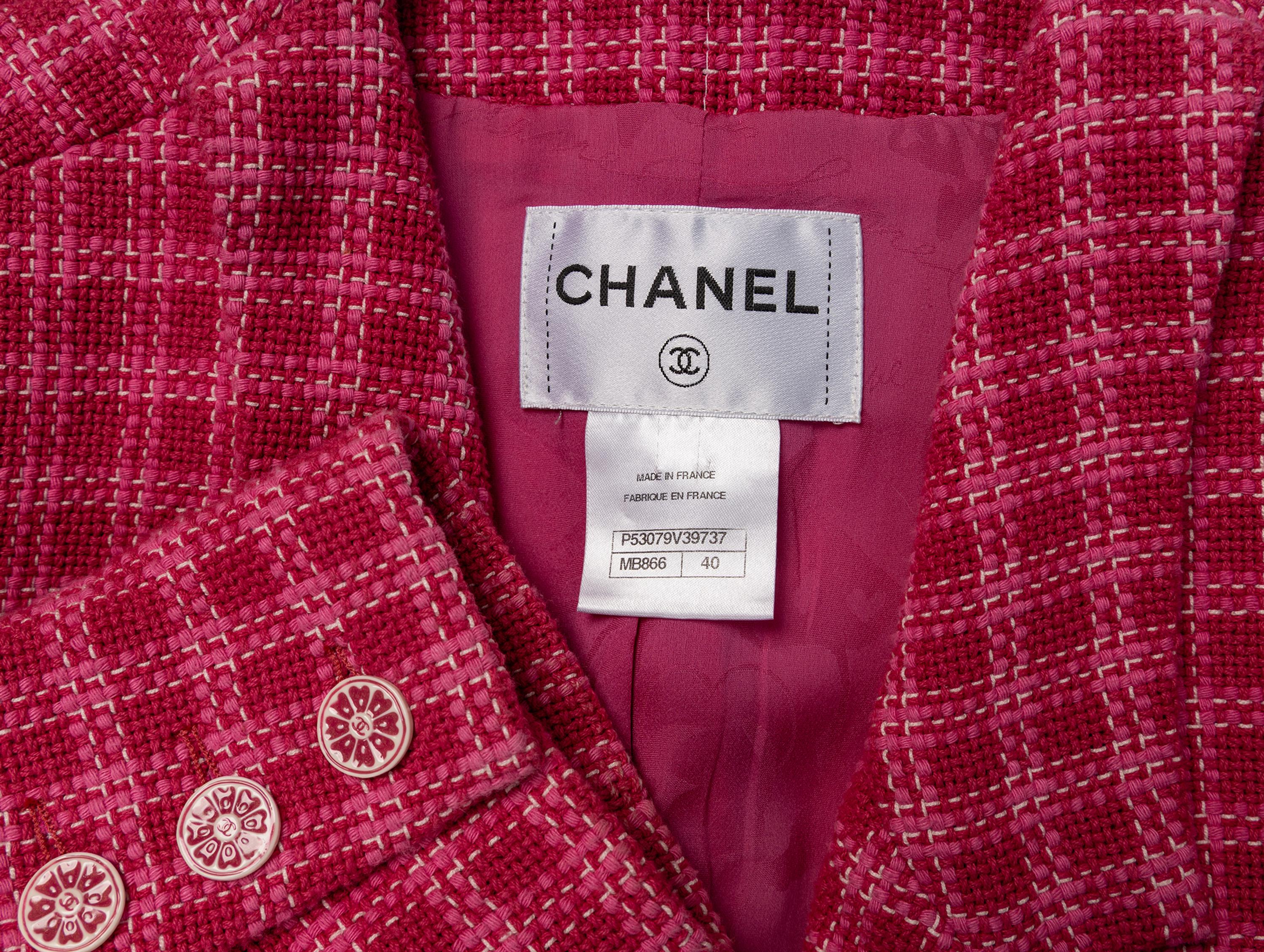 Chanel, Raspberry Plaid Tweed Blazer