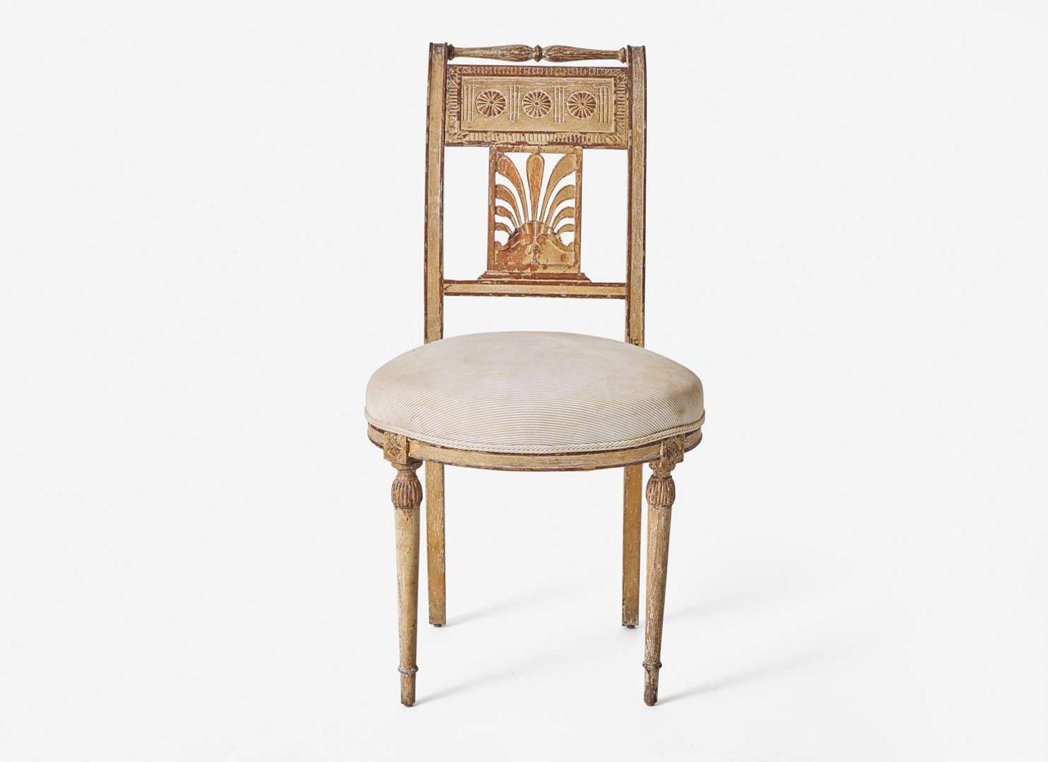 A Gustavian Neoclassical painted wood side chair, Sweden, late 18th century