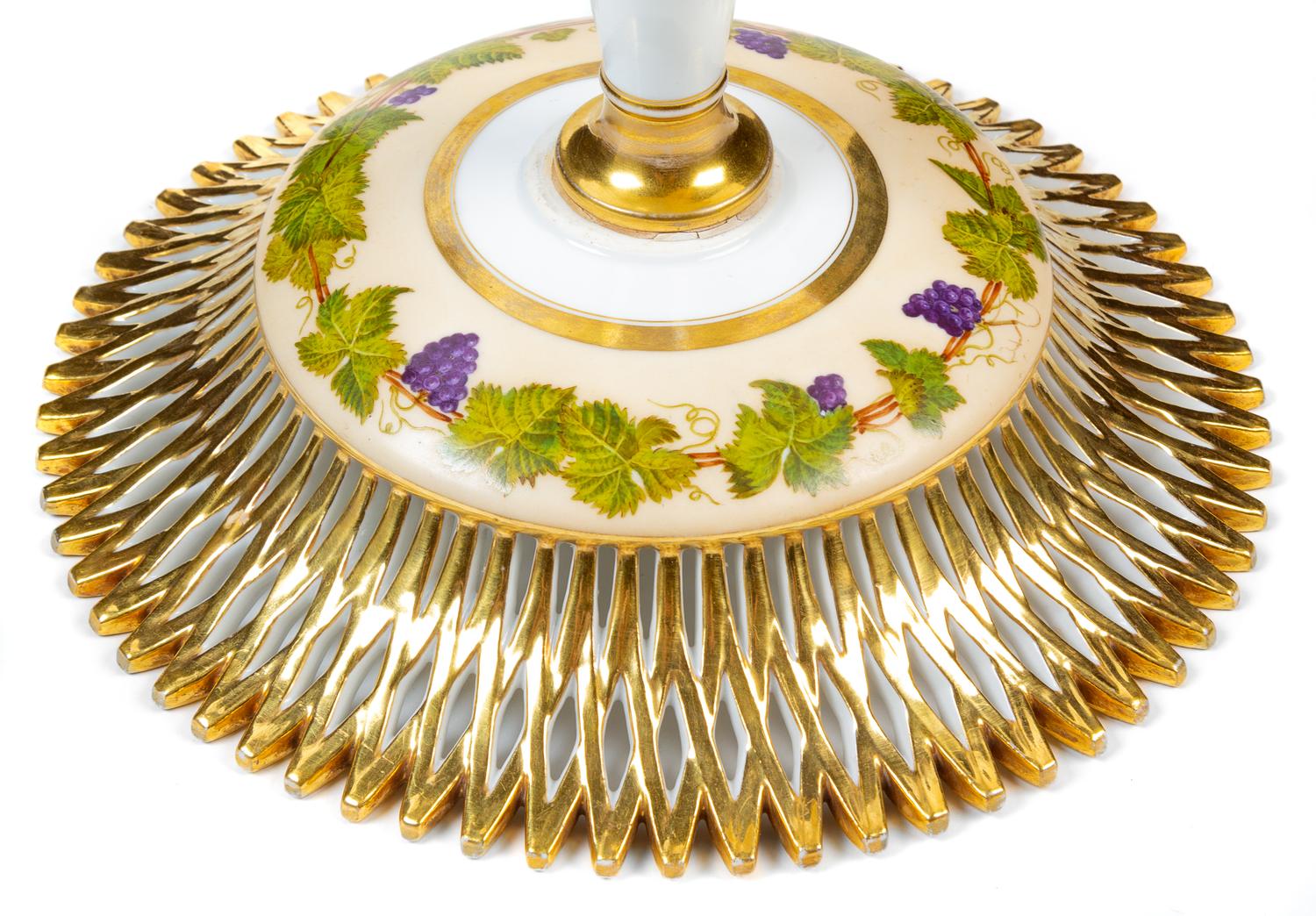 An Empire Style Parcel Gilt Porcelain Tazza