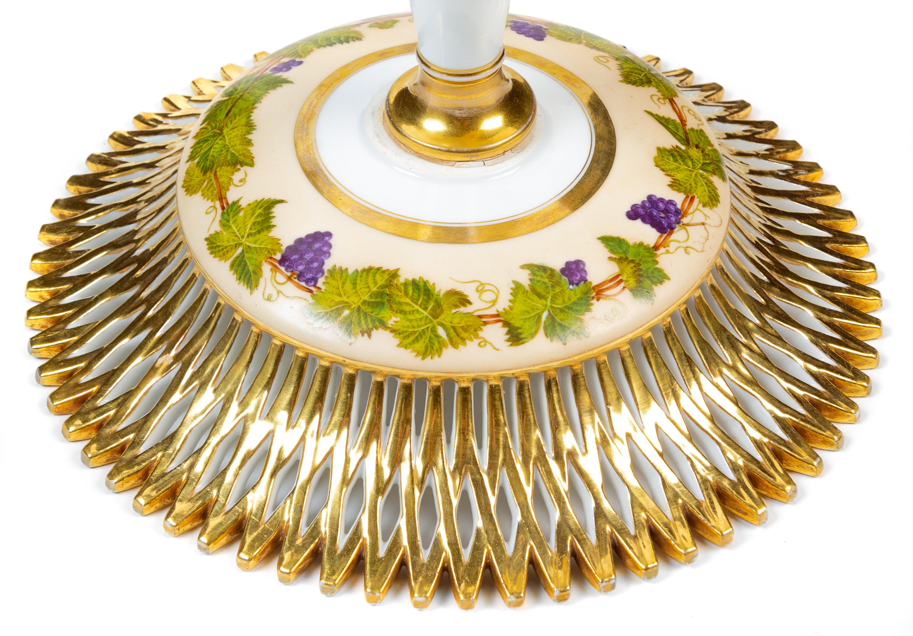 An Empire Style Parcel Gilt Porcelain Tazza