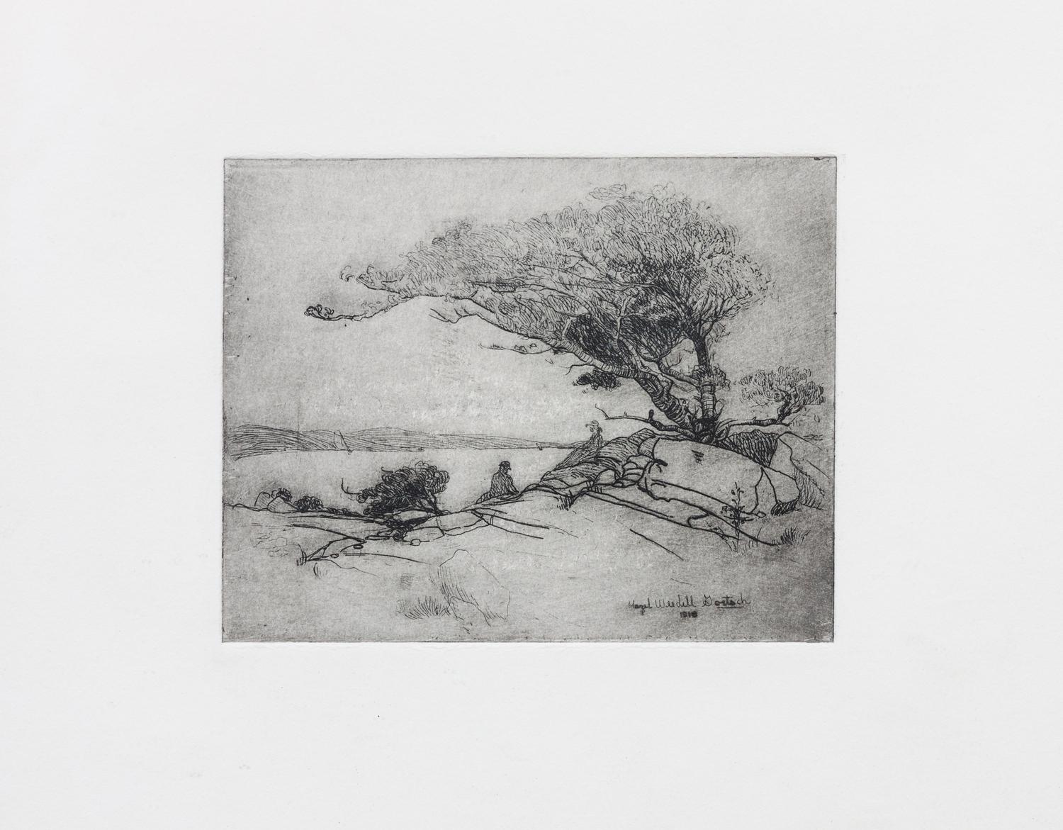 Hazel Goetsch, (American, 1892-1984), Under the Cypress, 1918