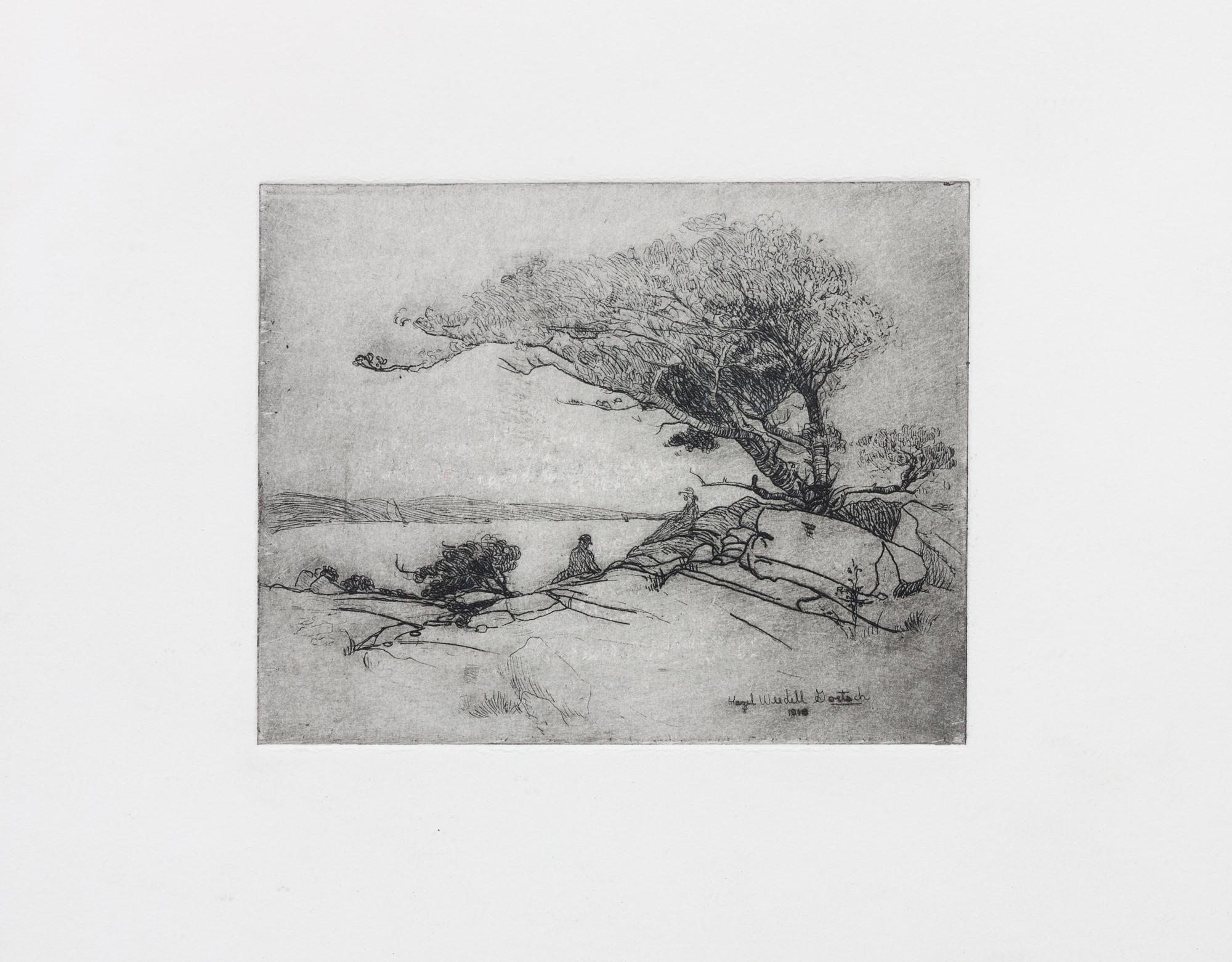 Hazel Goetsch, (American, 1892-1984), Under the Cypress, 1918