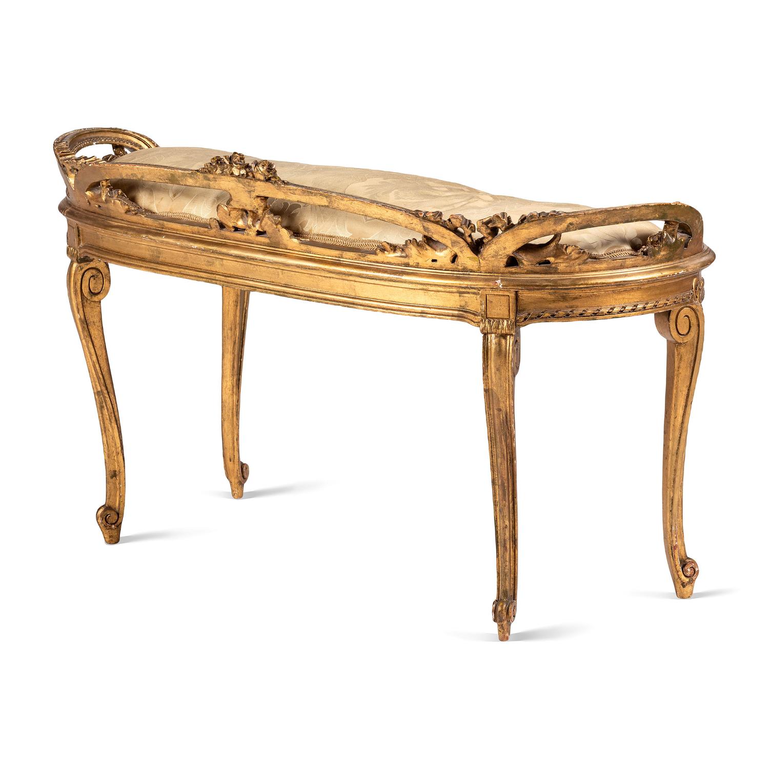 A Louis XVI Style Gilt Decorated Window Seat