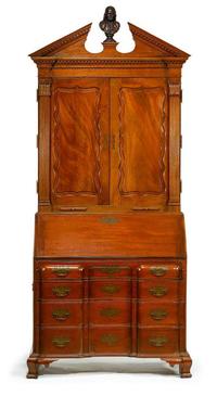 Chippendale-style mahogany secretary bookcase alexander maranca (1891-1978), philadelphia, pa