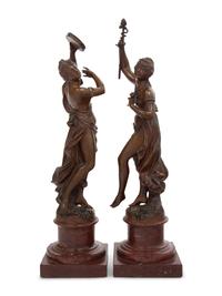 A Pair of Continental Bronze Figures of Dancers