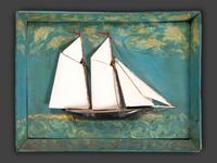 A Carved and Painted Wood Clipper Ship Diorama