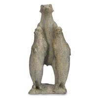 Iyola Kinswatsiak (Canadian, 1933-2000) Stone carving: standing polar bear with two seals