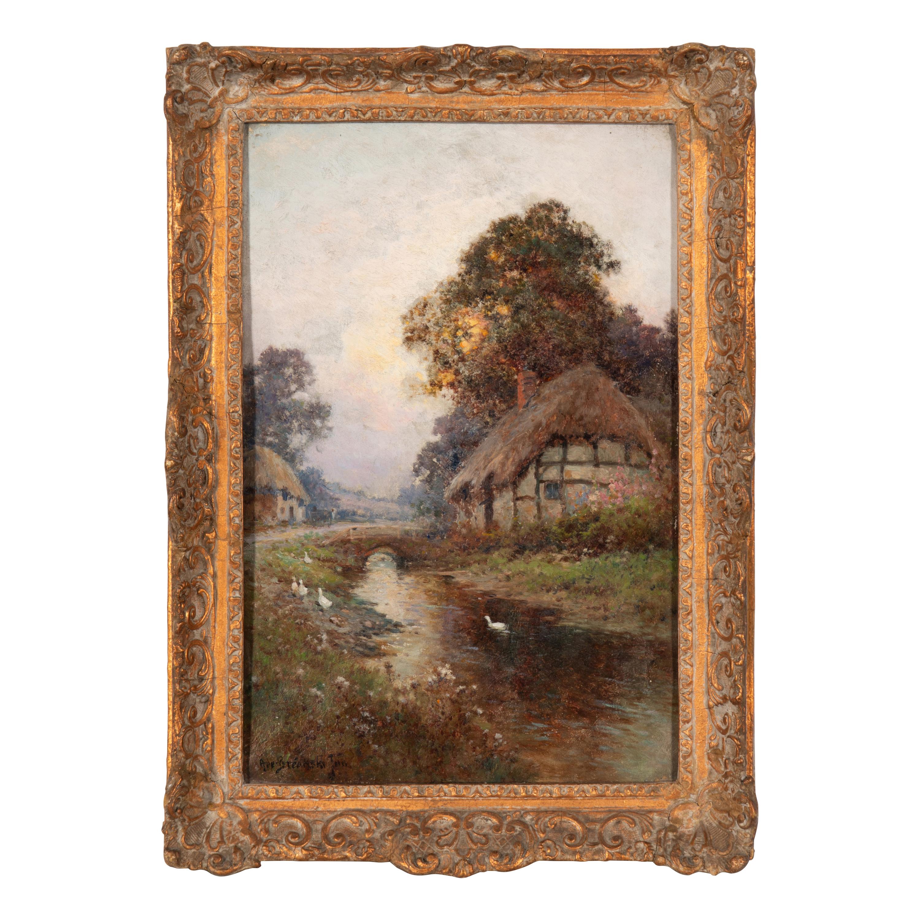 Alfred Fontville De Breanski Jr. (British, 1877-1957) — Cottages Overlooking a Stream (Two Works)