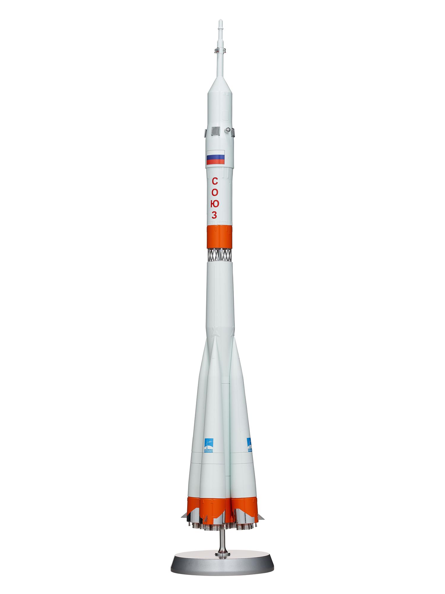 [SPACE TRAVEL]. Russian Soyuz rocket model, made by Samara. Ca 1960s.