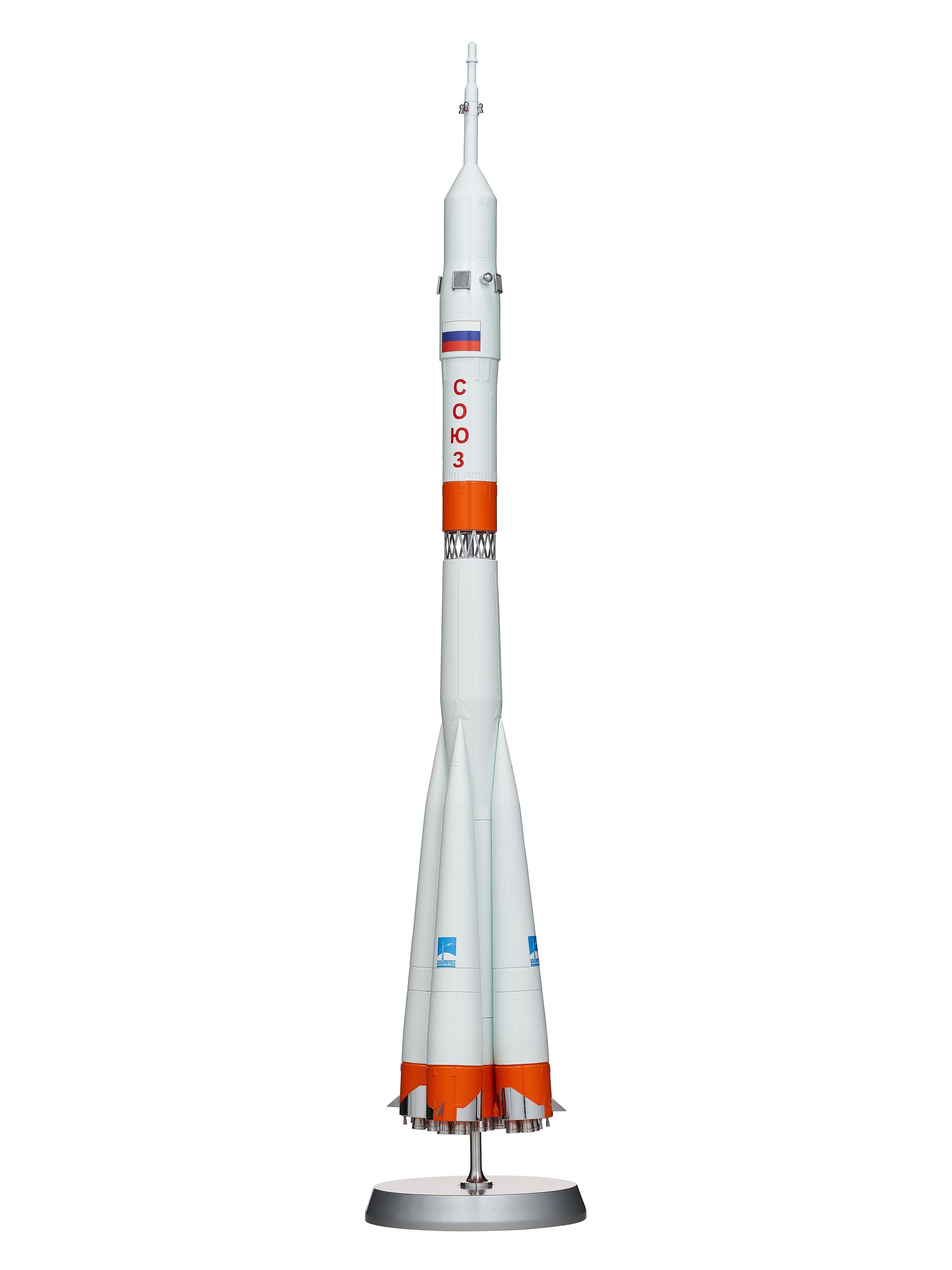 [SPACE TRAVEL]. Russian Soyuz rocket model, made by Samara. Ca 1960s.